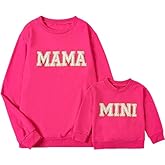 Covvoliy Mommy and Me Letter Print Matching Family Outfits Long Sleeve Crewneck Casual Sweatshirt T-Shirt