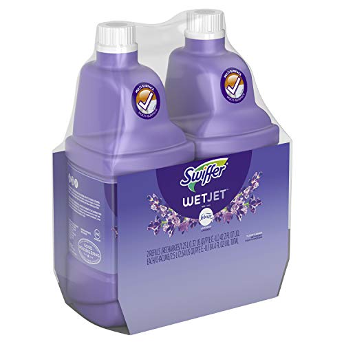 SWIFFER WETJET MULTI-PURPOSE FLOOR CLEANER SOLUTION WITH FEBREZE REFILL, LAVENDER VANILLA AND COMFORT SCENT, 42.2 OUNCE (PACK OF 2)