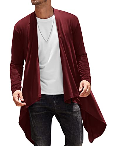 COOFANDY Cardigan Uomo Con Colletto A Scialle Arricciato - Gilet Lungo Morbido E Leggero Senza Maniche, Taglie S-XXL