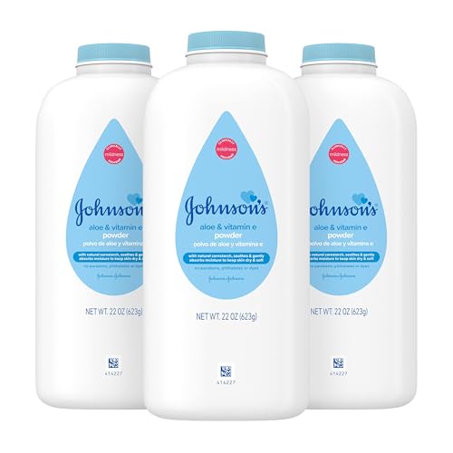Johnson's Baby Powder with Naturally Derived Cornstarch, Aloe & Vitamin E., Hyp…