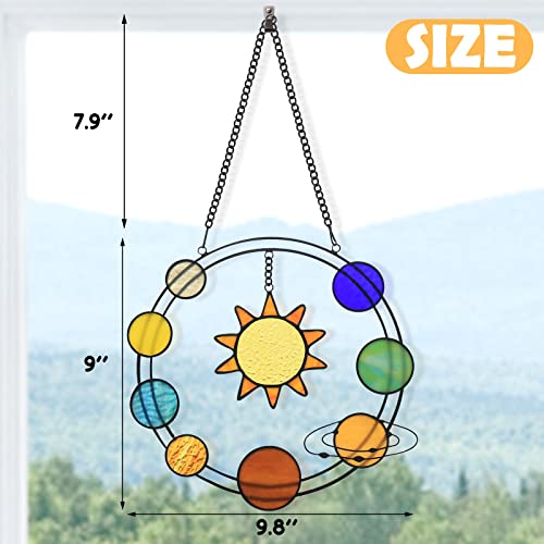 Solar System Suncatcher Stained Glass Window Hangings 9"x9.8" Galaxy
