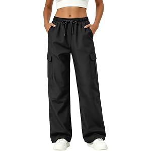 keriffe Women's Cargo Pants with Pockets Lightweight Baggy Hiking Pants | Casual,Travel,Parachute Pants