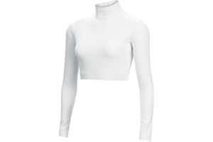 chassé Girls Long Sleeve Cropped Bodysuit, Mock Neck Cheerleading Shirt