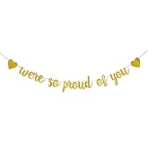 WEIANDBO We are so proud of you Gold glitter card paper banners.Pre-Assembly, decoration items for the 2024 Graduation decoration/high school graduation/college graduation party.We are proud of you,Gold letters