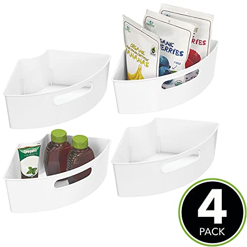 mDesign Plastic Lazy Susan Storage Bin with Front Handle for Kitchen Countertop, Pantry