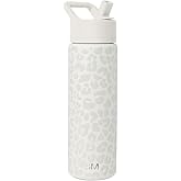Simple Modern Leopard Water Bottle with Straw Lid Vacuum Insulated Stainless Steel Metal Cup Bottles | Reusable Leak Proof BPA-Free Flask for Sports | Summit Collection | 22oz, Cream Leopard