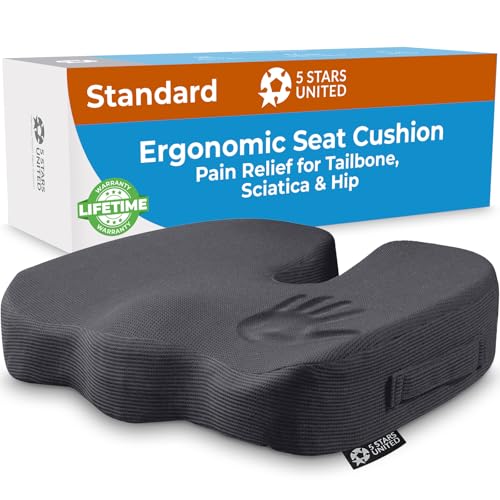 Photo 1 of 5 STARS UNITED Seat Cushion for Desk Chair - Tailbone, Coccyx Sciatica Pain Relief - Office Chair Cushions - Wheelchair Cushions - Car Seat Cushions - Pressure Relief Lifting Cushions