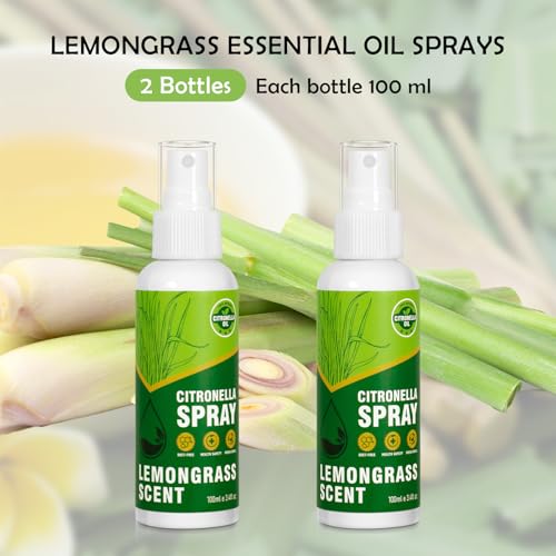 SCENTORINI Citronella Spray with Lemongrass Essential Oil, DEET-Free, 200ml (2 Pack) Air Freshener Mist, Plant-Based for Home, Patio, Outdoor, Courtyard, Camping, Hiking, Traveling, Fishing