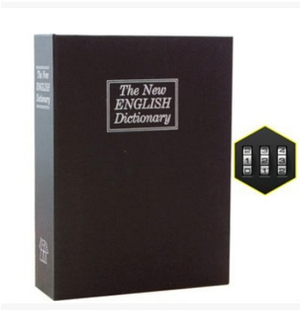 Book-Shaped Diversion Safe with Combination Locks. Secret Book Safe/Hidden Locker Box for Cash/Money/Jewellery(black)