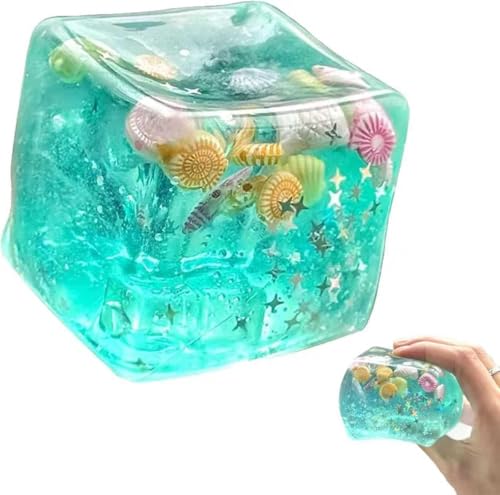 Ocean Seashell Squishies Ice Cube Squishy Stress Balls, Fidget Squishy Cube, Slow Rising Squishy, Soft Squeeze Stress Relief ﻿