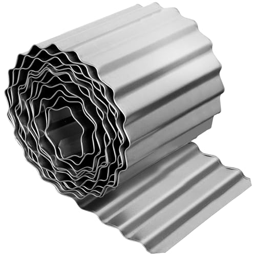 Corrugated Metal Garden Edging, 6" x50Ft Galvanized Steel Garden Edging Border, Landscape Paver Edge for Flower Beds Garden Lawn Raised Beds & Tree Surrounds Silver