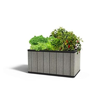 Keter 23.24 Gallon Sequoia Outdoor Resin Self Watering Garden Bed with Drainage, Medium, Grey