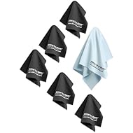 EliteTechGear Most Amazing Microfiber Cleaning Cloths (6 Pack) Perfect for Cleaning Eyeglasses, LCD Screens, Tablets and Other Delicate Surfaces (5 Large 6x7inch and 1 Oversized 12x12inch)