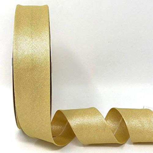 Plush Addict Single Fold Metallic Cotton Bias Binding Tape for Sewing, Seaming, Binding, Hemming, Quilting and Crafts - Gold - 30mm x 5 Metres