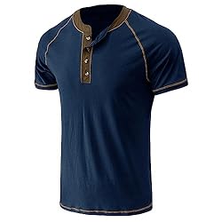 Men's Fashion Henley Shirt Classic Short Sleeve