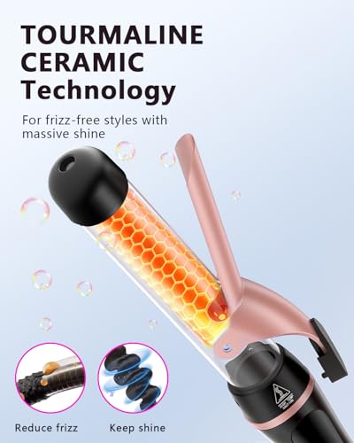 5 in 1 Curling Iron with Heat Brush and Interchangeable Ceramic Barrels (9mm-32mm), Curling Iron Set with Straightening Iron, Instant Heating, Dual Voltage, Gifts for Women