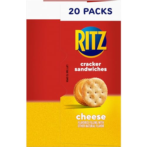 RITZ CHEESE SANDWICH CRACKERS, LUNCH SNACKS, 20 SNACK PACKS (6 CRACKERS PER PACK)