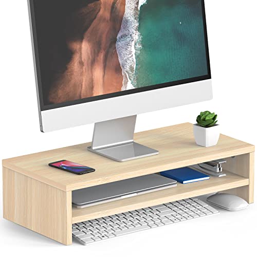 FITUEYES Monitorständer, Monitor Stand, für Laptop PC TV, Eiche, 54cm