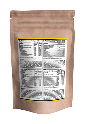 Vegan Collagen Capsules for Skin, Hair, Nails, Joints & Bones with Biotin, Lysine, Bamboo Silica, Zinc, Vitamin C, E & A. 2 Months Supply. Plant Based Collagen Booster for Vegans and Vegetarians