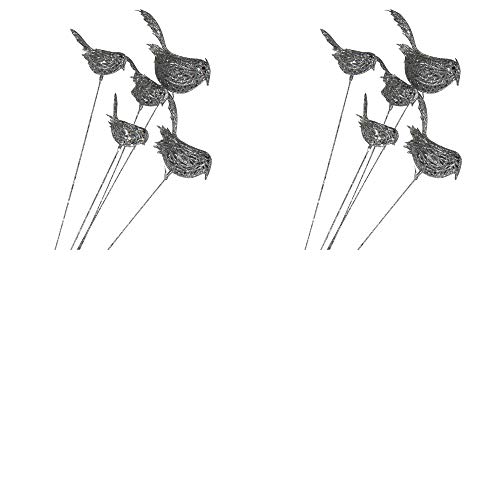 Sparkling Silver Glitter Bird Floral Sprays | 2 Sprays | for Indoor Decor