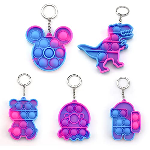 YH&GS Mini Pop Keychain Bulk Simple Dimple Digit Fidget Toys Set Animal Push Popper Bubble