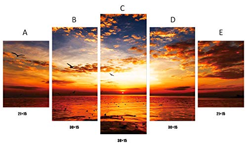 Kit de pintura con diamantes 5D cristales, TAOPE 5 Pack Kit de bordado de diamantes 5D para manualidades, diamantes estilo punto de cruz Decoración(pared/hogar) - Puesta de sol