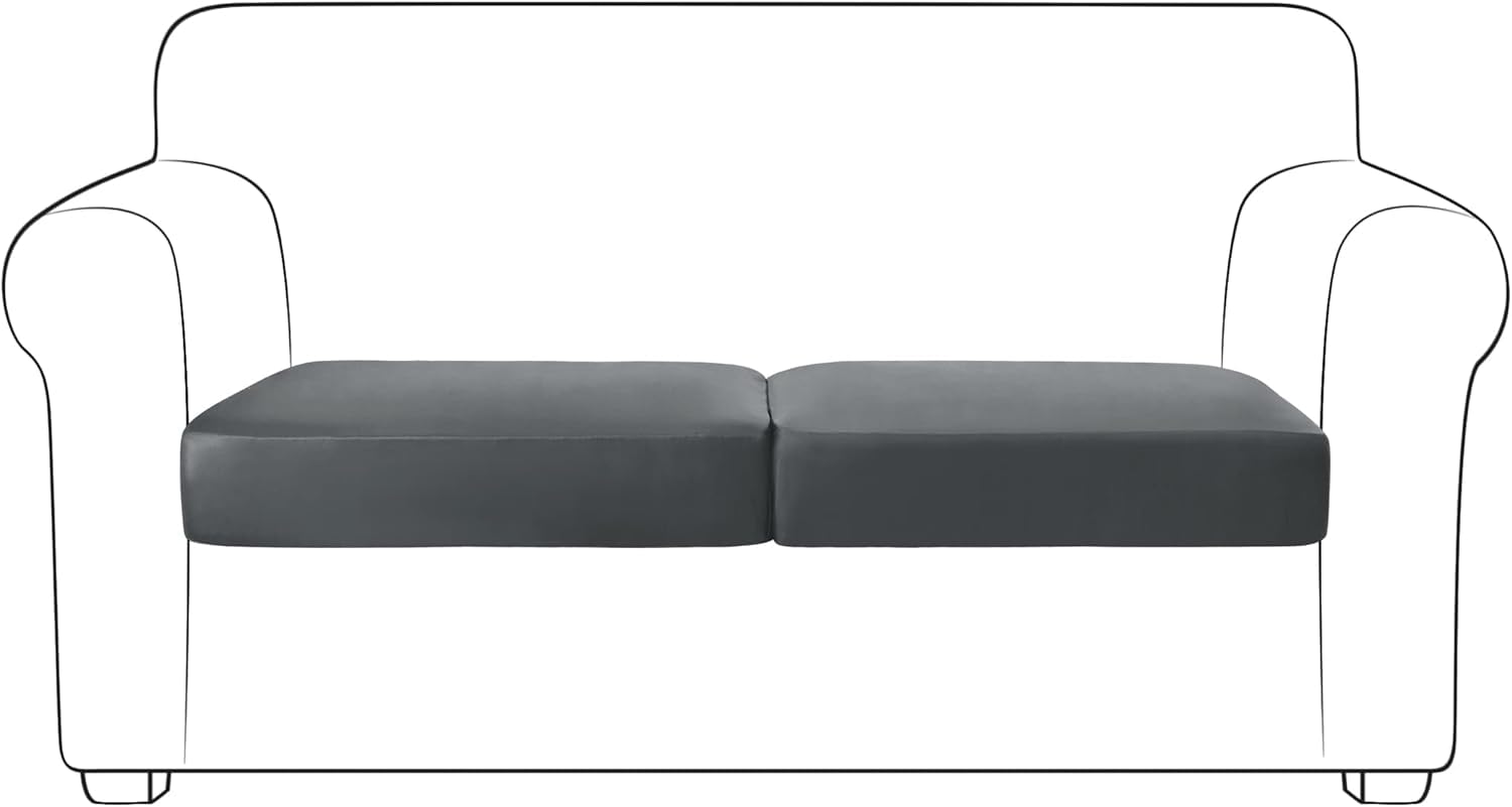 Photo 1 of Yates Home PU Leather Couch Sofa Cushion Slipcover Water-Proof Elastic RV Seat Covers Loveseat Slip Cover for Settee Seater Replacement in Living Room?2 Piece Large Sofa Cushion Covers, Gray