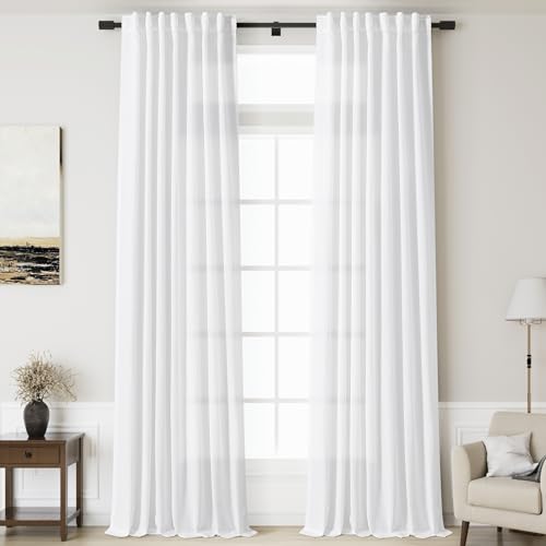 Nanspring White Linen Curtains