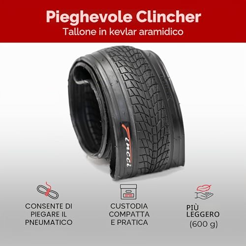 Fincci Set 2 Copertoni 20 x 1.75 Pollici (47-406) e 2 Camere d’Aria Schrader – Kit Completo per BMX, MTB Bambino, Bici Pieghevole ed E-Bike – Pneumatici Tassellati ad Alta Tenuta – Nero