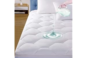 SOFTHOUR Full Quilted Waterproof Mattress Pad Cover,Soft Mattress Pad Cover, Waterproof Mattress Protector Stretches up to 16” Deep Pocket-Hollow Alternative Filling-Cooling Mattress Topper