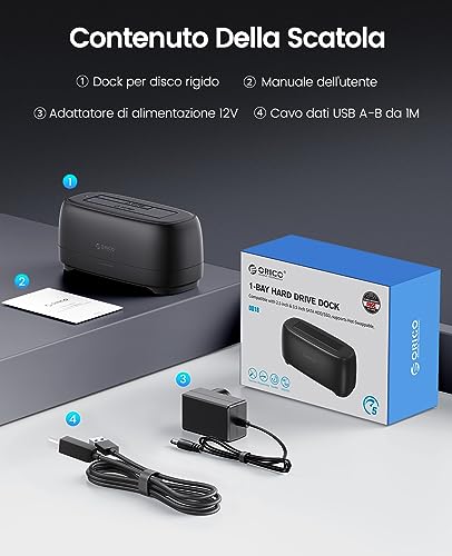 ORICO USB3.0 Hard Disk Docking Station for 2.5" and 3.5" SATA HDD/SSD Support UASP and 20TB Hard Drives (DD18U3)