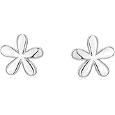 Tiny White Gold Flower Stud Earrings for Women Mini Petite Everyday Studs