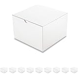 PACKQUEEN 10 Gift Boxes 6x6x4 Inches, Gift Boxes with Lids, Paper Gift Boxes for Gifts, Cupcake Boxes Package, Glossy White, 