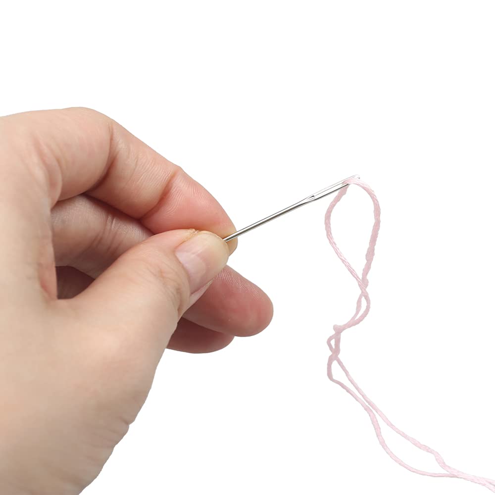 Hekisn Large Eye Sewing Needles, Sewing Needles, Stainless Steel Embroidery Thread Needle, Handmade Yarn Knitting Needles Leather Needle (15 Pieces)