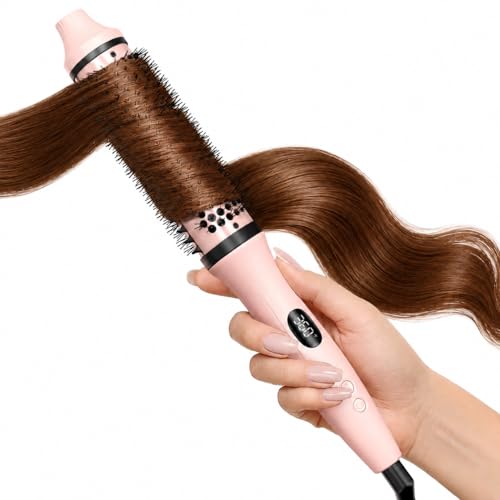 Bopcal Dual Voltage Thermal Brush, 1.5" Heated Round Brush for Smooth Blowout Look, Hot Brush for Volume, Soft Curls & Polished Ends, Negative Ions, 6 Heat Settings, Auto Shut-Off