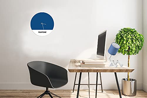 Homemania Tramonto Wall Clock - Round Wall Decoration - Living Room Kitchen Office - Blue, White, Black, Metal, 40 x 0.15 x 40 cm