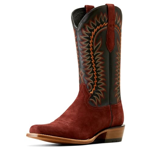ARIAT Men’s Futurity Time Cowboy Boot, Black/Mahogany Roughout, 11 Wide