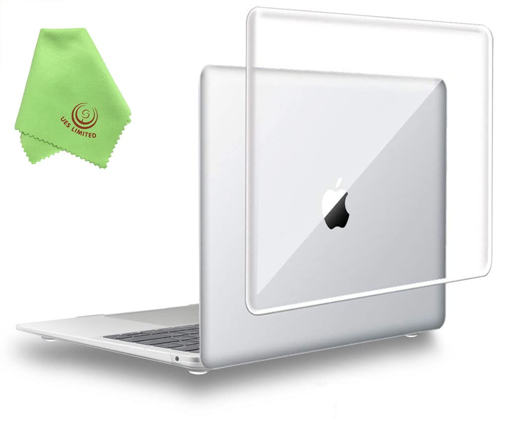 UESWILL Compatible with 2021 2020 2019 2018 MacBook Air 13 inch Model A2337 M1 A2179 A1932 with Retina Display Touch ID, Glossy See Through Crystal Clear Hard Shell Case Cover, Transparent