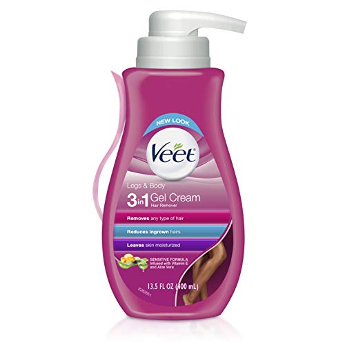 Hair Remover, Veet Gel Hair Removal Cream Sensitive, 13.5 Ounce, Sensitive formula with Aloe Vera and Vitamin E (pack of 1)