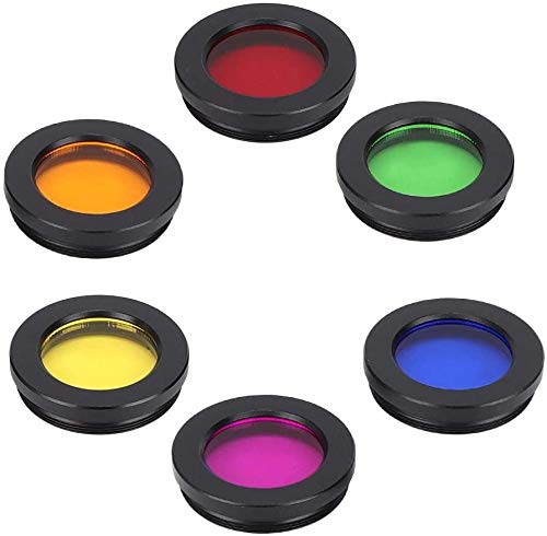 POFET 6 Colors Eyepiece Color Filter with Plastic Box, 1.25 inch/31.7mm Astronomical Nebula Filter and Optical Glass for Telescope