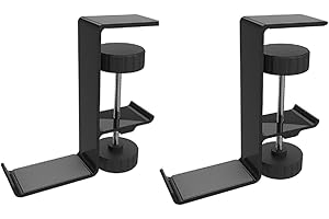 Lovgrin 2PCS Under Desk Headphone Holder, Aluminum Alloy Stand Hanger Holder Universal Fit Gaming Headset Rack Desk Headphone