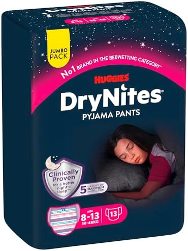 DryNites Nachtwindeln Mädchen 8-13 Jahre, 52 Stück, Pyjama Pants