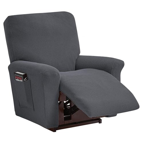 Topchances Recliner Chair Covers With Pockets,Stretch Armchair Covers Slipcovers Non Slip Reclining,Washable Recliner Sofa Cover Furniture Protector For Living Room(Recliner,Drak Grey) — image 1