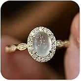 Moonstone White Ice Jade Ring Gem Zircon Diamond Ring 14k Gold Filled Open Ring Adjustable Handmade Hetian Green Jade Crystal Ring