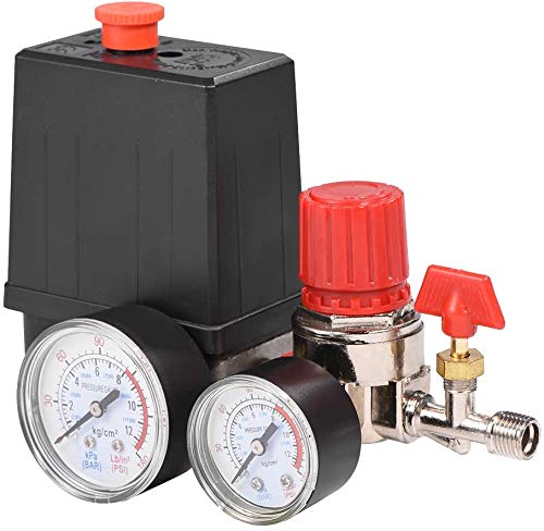 Small Plastic Air Compressor Pressure Switch, Lightweight Valve Regulator With Gauge, Replacement For Clarke Bandit 6L Oilless, 2Pcs