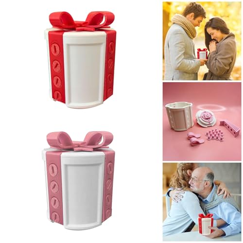 Novelty Valentine's Day Gift Box, 3D Printed Puzzle Container, 10 x 15 cm (Pink)