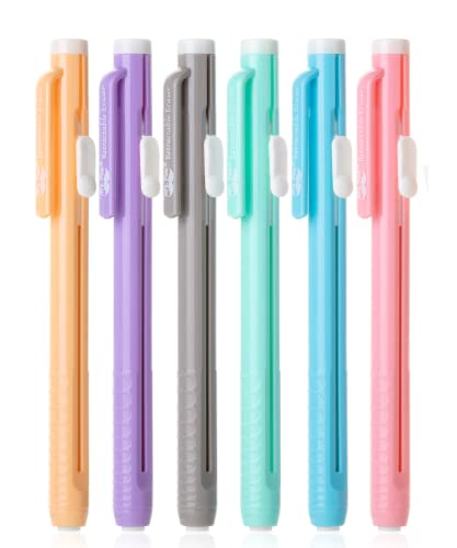 Mr. Pen- Retractable Mechanical Eraser Pen, Pack of 6, Pastel Colors, Pencil Eraser, Eraser for Pencils