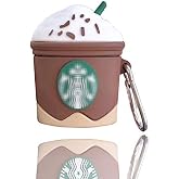 Airpods Case,3D Cute Funny Cool Kawaii Fashion Ice Cream Cup Airpods Case,Soft Silicone Skin Cover Shock-Absorbing Protective Cases with Keychain for Airpods 2 &amp; 1 Charging (Brown)