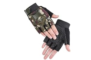 INELIHOO Kids Half Finger Gloves for Road Bike, MTB Cycling, Roller Skating - Breathable Anti Slip Shock Absorbing Workout Mitten for Boys Girls - Short Sports Fingerless Riding Fishing Golf