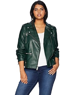 Women’s Plus Size Faux Leather Contemporary Motorcycle Jacket